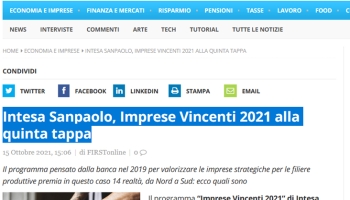 Intesa Sanpaolo, Imprese Vincenti 2021 alla quinta tappa 